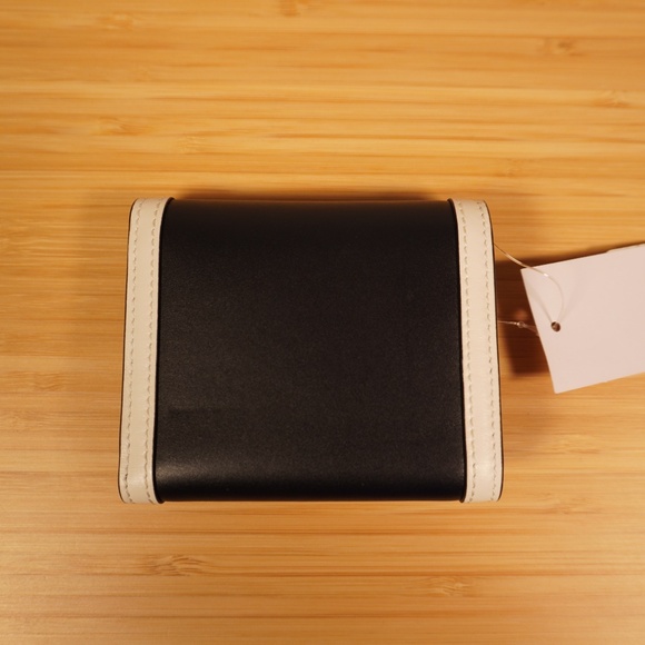 Ralph Lauren Collection Petite Hinge Wallet Calfskin OS Black White - Picture 8 of 10